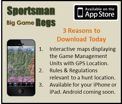 SportsmanRegs is an iPhone application for WA Big Game Hunters